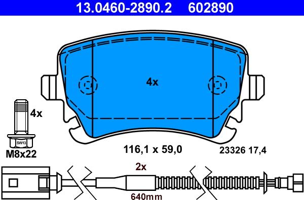 ATE 13.0460-2890.2 - Kit de plaquettes de frein, frein à disque cwaw.fr