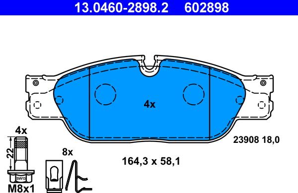 ATE 13.0460-2898.2 - Kit de plaquettes de frein, frein à disque cwaw.fr