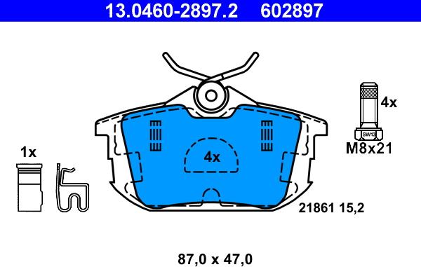 ATE 13.0460-2897.2 - Kit de plaquettes de frein, frein à disque cwaw.fr