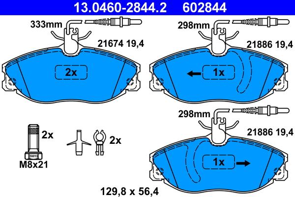 ATE 13.0460-2844.2 - Kit de plaquettes de frein, frein à disque cwaw.fr