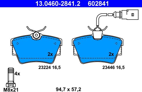 ATE 13.0460-2841.2 - Kit de plaquettes de frein, frein à disque cwaw.fr