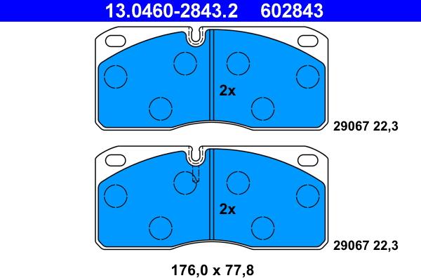 ATE 13.0460-2843.2 - Kit de plaquettes de frein, frein à disque cwaw.fr