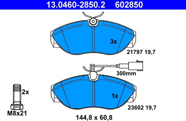 ATE 13.0460-2850.2 - Kit de plaquettes de frein, frein à disque cwaw.fr