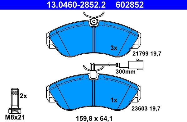 ATE 13.0460-2852.2 - Kit de plaquettes de frein, frein à disque cwaw.fr