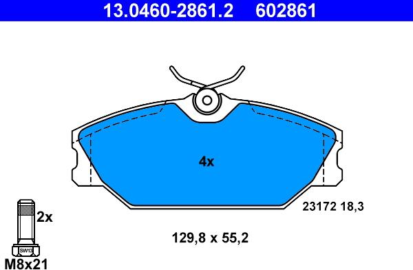 ATE 13.0460-2861.2 - Kit de plaquettes de frein, frein à disque cwaw.fr