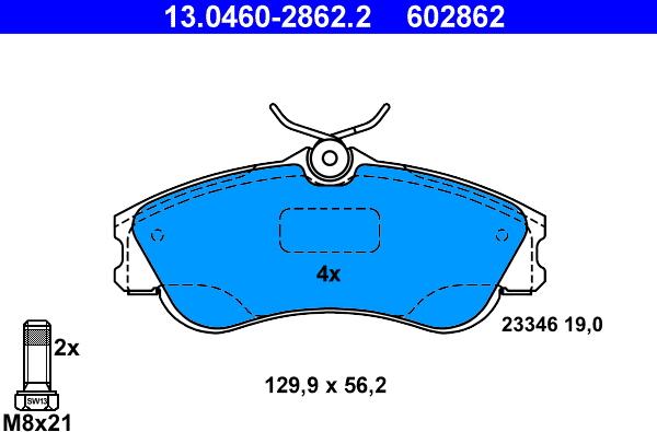 ATE 13.0460-2862.2 - Kit de plaquettes de frein, frein à disque cwaw.fr