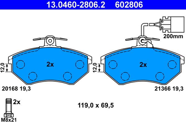 ATE 13.0460-2806.2 - Kit de plaquettes de frein, frein à disque cwaw.fr