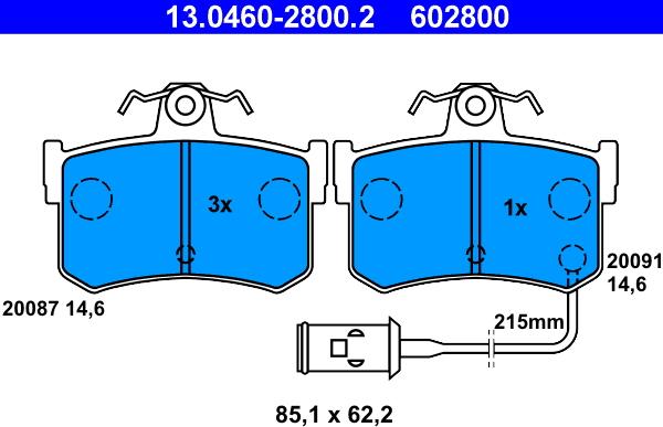 ATE 13.0460-2800.2 - Kit de plaquettes de frein, frein à disque cwaw.fr