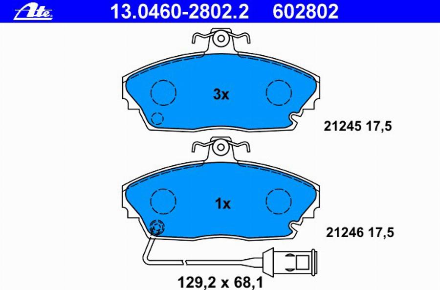 ATE 13.0460-2802.2 - Kit de plaquettes de frein, frein à disque cwaw.fr