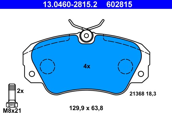 ATE 13.0460-2815.2 - Kit de plaquettes de frein, frein à disque cwaw.fr