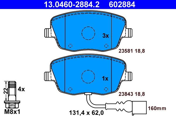 ATE 13.0460-2884.2 - Kit de plaquettes de frein, frein à disque cwaw.fr