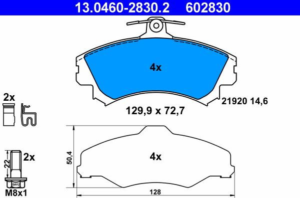 ATE 13.0460-2830.2 - Kit de plaquettes de frein, frein à disque cwaw.fr