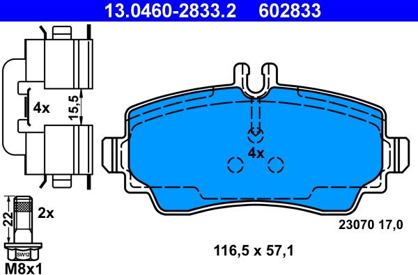 ATE 13.0460-2833.2 - Kit de plaquettes de frein, frein à disque cwaw.fr