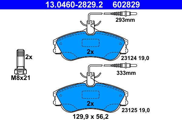 ATE 13.0460-2829.2 - Kit de plaquettes de frein, frein à disque cwaw.fr