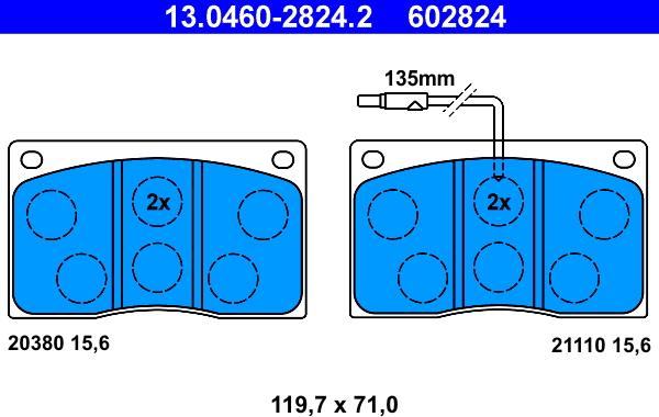 ATE 13.0460-2824.2 - Kit de plaquettes de frein, frein à disque cwaw.fr