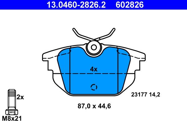 ATE 13.0460-2826.2 - Kit de plaquettes de frein, frein à disque cwaw.fr