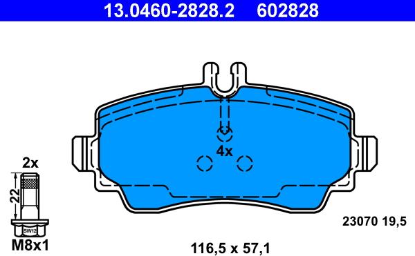 ATE 13.0460-2828.2 - Kit de plaquettes de frein, frein à disque cwaw.fr