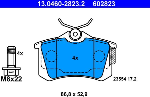 ATE 13.0460-2823.2 - Kit de plaquettes de frein, frein à disque cwaw.fr