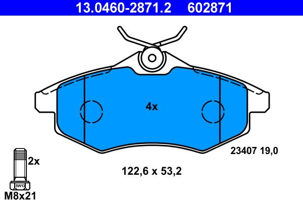 ATE 13.0460-2871.2 - Kit de plaquettes de frein, frein à disque cwaw.fr