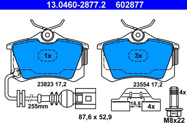 ATE 13.0460-2877.2 - Kit de plaquettes de frein, frein à disque cwaw.fr