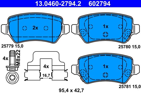 ATE 13.0460-2794.2 - Kit de plaquettes de frein, frein à disque cwaw.fr