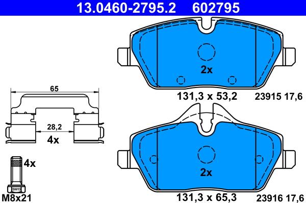 ATE 13.0460-2795.2 - Kit de plaquettes de frein, frein à disque cwaw.fr