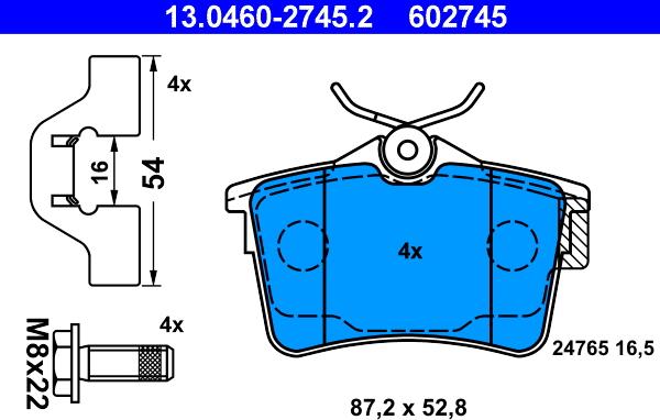 ATE 13.0460-2745.2 - Kit de plaquettes de frein, frein à disque cwaw.fr