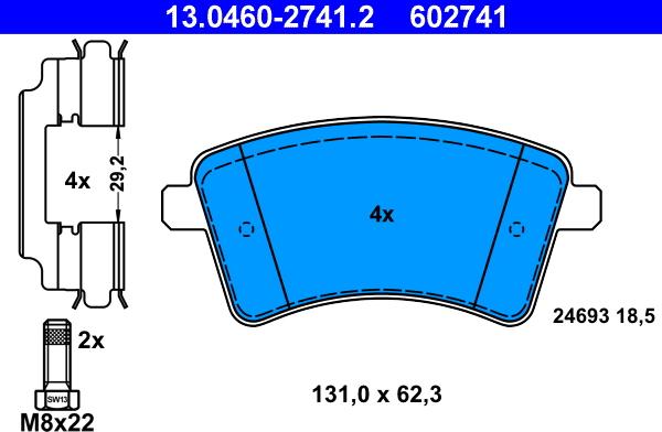 ATE 13.0460-2741.2 - Kit de plaquettes de frein, frein à disque cwaw.fr