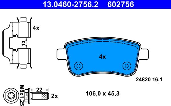 ATE 13.0460-2756.2 - Kit de plaquettes de frein, frein à disque cwaw.fr