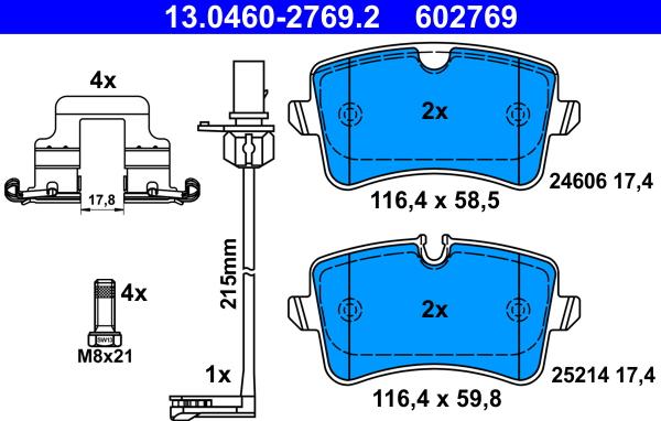 ATE 13.0460-2769.2 - Kit de plaquettes de frein, frein à disque cwaw.fr