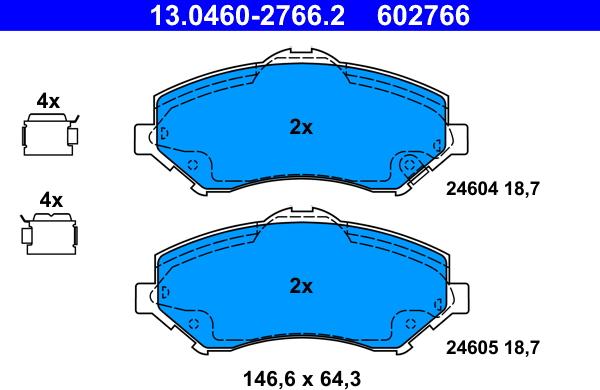 ATE 13.0460-2766.2 - Kit de plaquettes de frein, frein à disque cwaw.fr