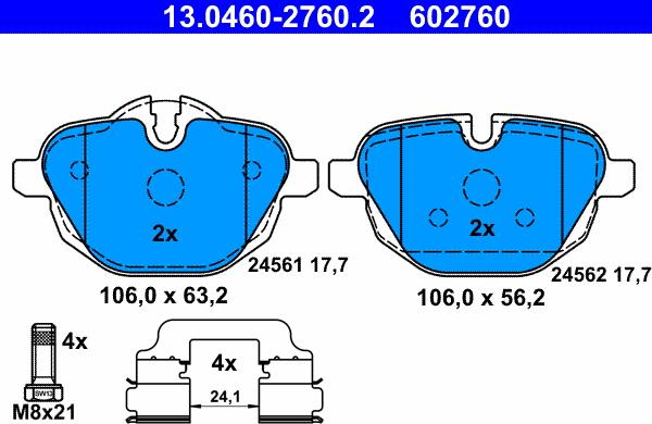 ATE 13.0460-2760.2 - Kit de plaquettes de frein, frein à disque cwaw.fr