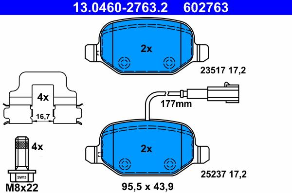 ATE 13.0460-2763.2 - Kit de plaquettes de frein, frein à disque cwaw.fr