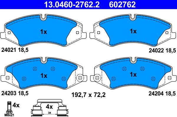 ATE 13.0460-2762.2 - Kit de plaquettes de frein, frein à disque cwaw.fr