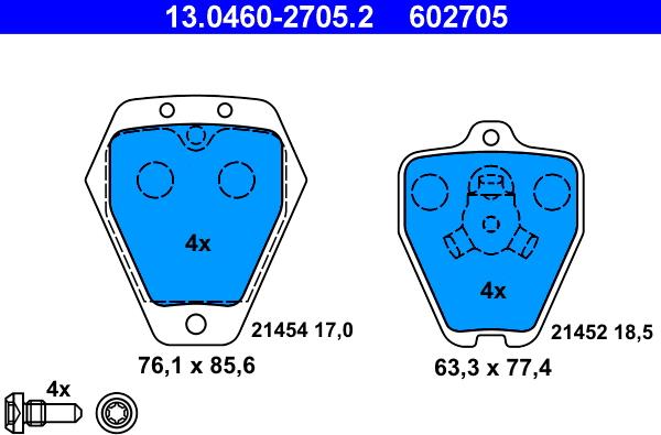 ATE 13.0460-2705.2 - Kit de plaquettes de frein, frein à disque cwaw.fr