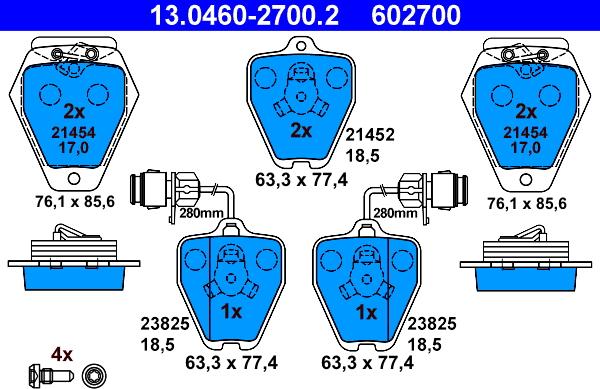 ATE 13.0460-2700.2 - Kit de plaquettes de frein, frein à disque cwaw.fr