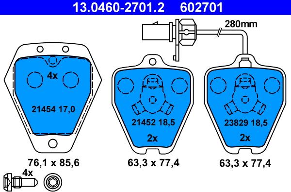 ATE 13.0460-2701.2 - Kit de plaquettes de frein, frein à disque cwaw.fr