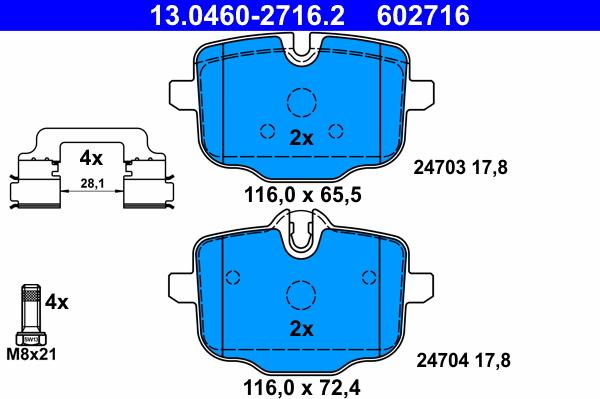 ATE 13.0460-2716.2 - Kit de plaquettes de frein, frein à disque cwaw.fr