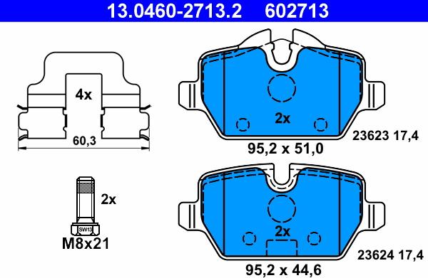 ATE 13.0460-2713.2 - Kit de plaquettes de frein, frein à disque cwaw.fr