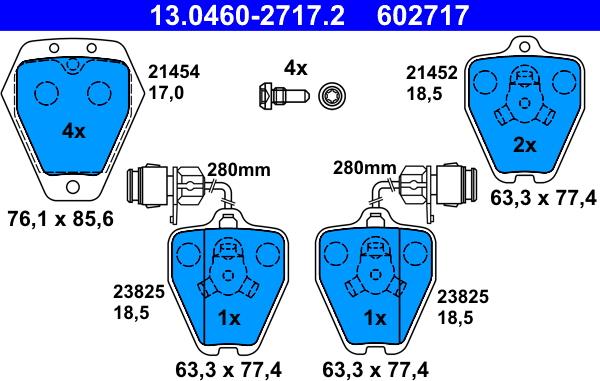 ATE 13.0460-2717.2 - Kit de plaquettes de frein, frein à disque cwaw.fr