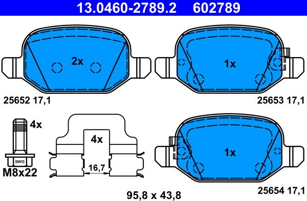 ATE 13.0460-2789.2 - Kit de plaquettes de frein, frein à disque cwaw.fr