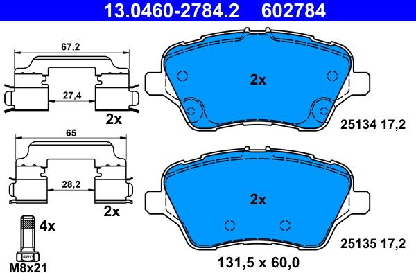 ATE 13.0460-2784.2 - Kit de plaquettes de frein, frein à disque cwaw.fr