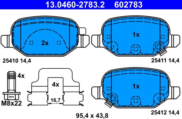 ATE 13.0460-2783.2 - Kit de plaquettes de frein, frein à disque cwaw.fr