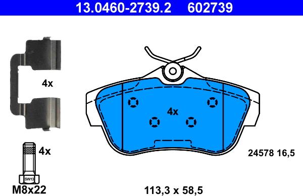 ATE 13.0460-2739.2 - Kit de plaquettes de frein, frein à disque cwaw.fr