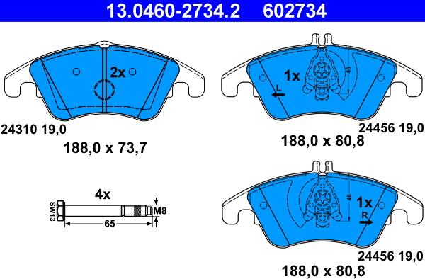 ATE 13.0460-2734.2 - Kit de plaquettes de frein, frein à disque cwaw.fr