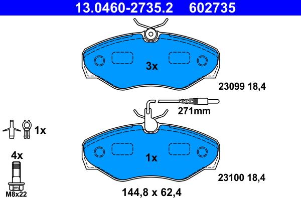 ATE 13.0460-2735.2 - Kit de plaquettes de frein, frein à disque cwaw.fr