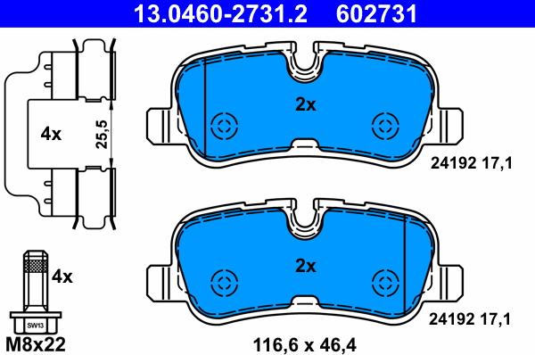 ATE 13.0460-2731.2 - Kit de plaquettes de frein, frein à disque cwaw.fr