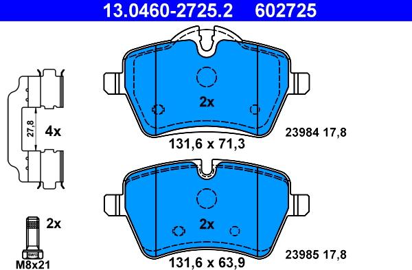 ATE 13.0460-2725.2 - Kit de plaquettes de frein, frein à disque cwaw.fr