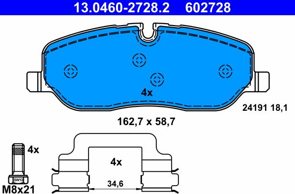 ATE 13.0460-2728.2 - Kit de plaquettes de frein, frein à disque cwaw.fr