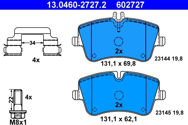 ATE 13.0460-2727.2 - Kit de plaquettes de frein, frein à disque cwaw.fr